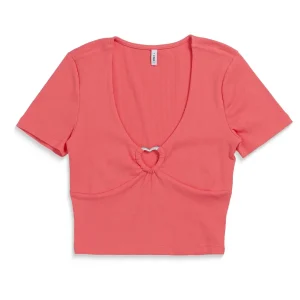 Only Freja Life S/S Trim Top Coral