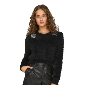Only Suri LS Bling Crop O-Neck Prm Knit Black