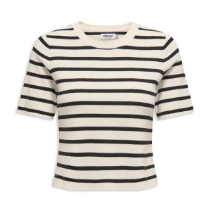 Only Fie 2/4 Pullover CC Knit Cloud Dancer/Black Stripes