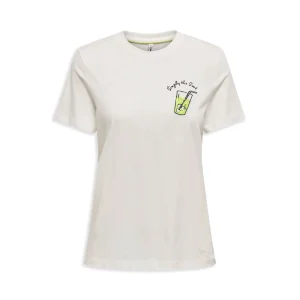 Only Kita Life Reg S/S Lemon Top Cloud Dancer/Zest Print