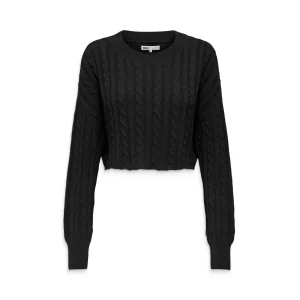 Only Birtie LS Short Cable O-Neck Knit Black