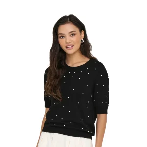 Only Venice Life SS Pearl O-Neck Knit Black