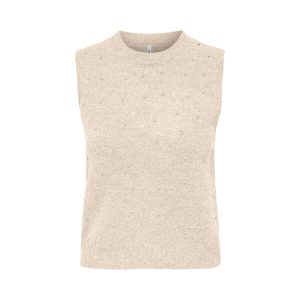 Only Renata Life SL O-Neck Pearl Vest Knit Whitecap Gray