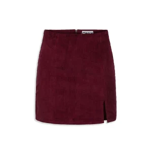 Only Leni-Global Short Cord Slit Skirt Cabernet