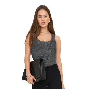 Only Lea Glitter S/L 2-Ways Top Black