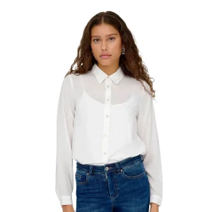 Only Zeke L/S Stud Shirt Wvn Cloud Dancer