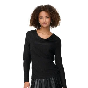 Only Rich L/S Glitter Waterfall Top Black/Black Glitter