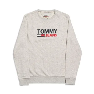 Tommy Jeans Corp Logo Crew Neck Sweatshirt Pale Grey Heather