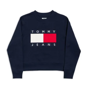 Tommy Jeans Flag Cropped Sweatshirt Black Iris