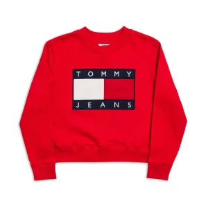 Tommy Jeans Flag Cropped Sweatshirt Racing Red