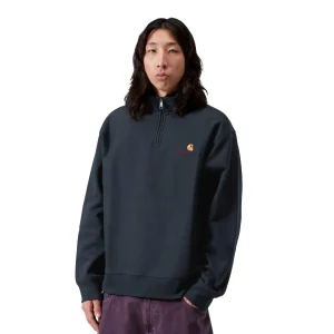Carhartt WIP Half Zip American Script Sweat Deep Night