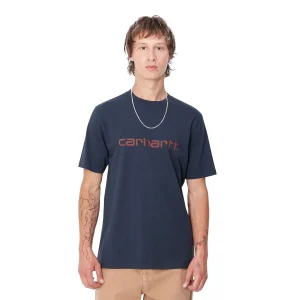 Carhartt WIP S/S Script T-Shirt Air Force Blue/Malbec
