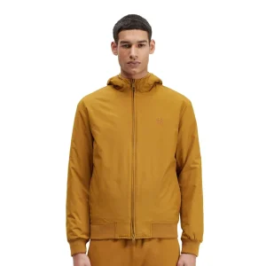 Fred Perry Padded Hooded Brentham Jacket Dark Caramel