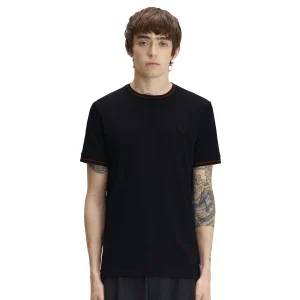 Fred Perry Twin Tipped T-Shirt Navy/Brandy/Rich Brown