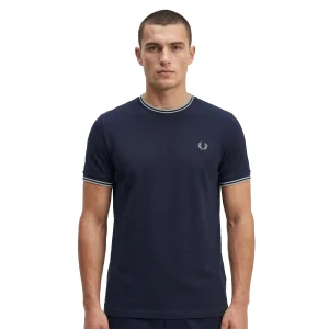 Fred Perry Twin Tipped T-Shirt Navy/Seagrass/Seagrass