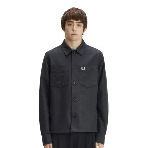 Fred Perry Brushed Twill Overshirt Charcoal Marl