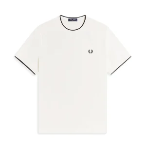 Fred Perry Trim Detail Crepe Pique T-Shirt Snow White