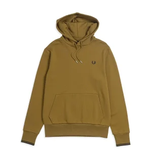 Fred Perry Tipped Hooded Sweatshirt Dark Caramel