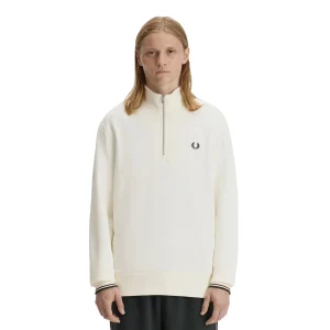 Fred Perry Half-Zip Sweatshirt Ecru/Oxblood/Grassroots