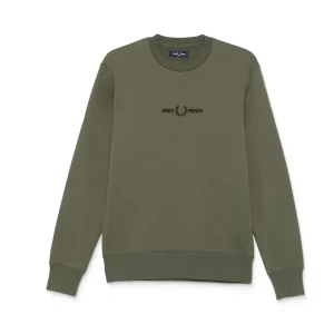 Fred Perry Embroidered Sweatshirt Laurel Wreath Green