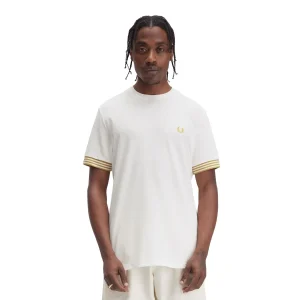 Fred Perry Striped Cuff T-Shirt Snow White