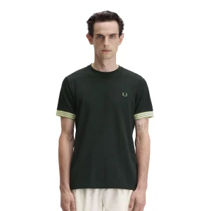 Fred Perry Striped Cuff T-Shirt Night Green