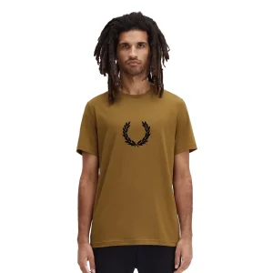Fred Perry Flocked Laurel Wreath T-Shirt Light Oyster