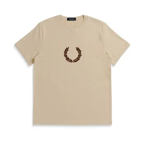 Fred Perry Textured Laurel Wreath T-Shirt Oatmeal