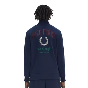 Fred Perry Embroidered Half Zip Sweat Tennis Blue